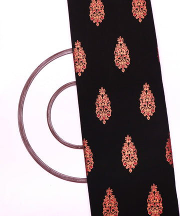 Black Colour Block Print Cotton Fabric (1 Meter)